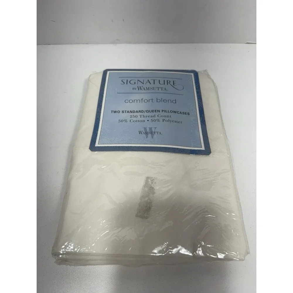 Vintage WAMSUTTA  Signature Comfort Blend 2 Queen Pillowcases‎ Color Sand 250 TC